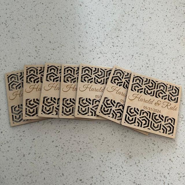 50PCS Custom Wedding Favors- Personalized Wedding Coasters Favors - Rustic Wedding Favors for Guests- Wedding Shower Favors