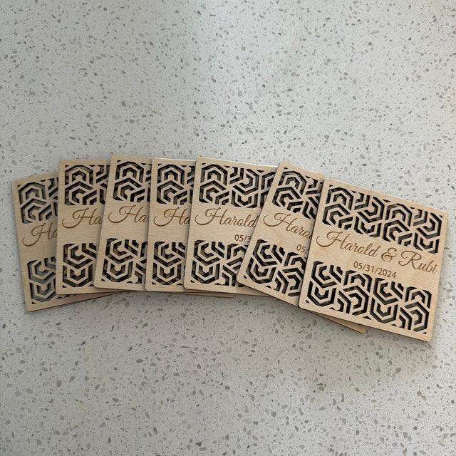 50PCS Custom Wedding Favors- Personalized Wedding Coasters Favors - Rustic Wedding Favors for Guests- Wedding Shower Favors