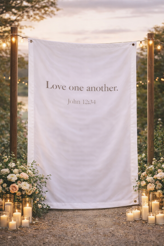 Personalized Wedding Backdrop for Wedding Photography, 'Love one another.' Backdrop