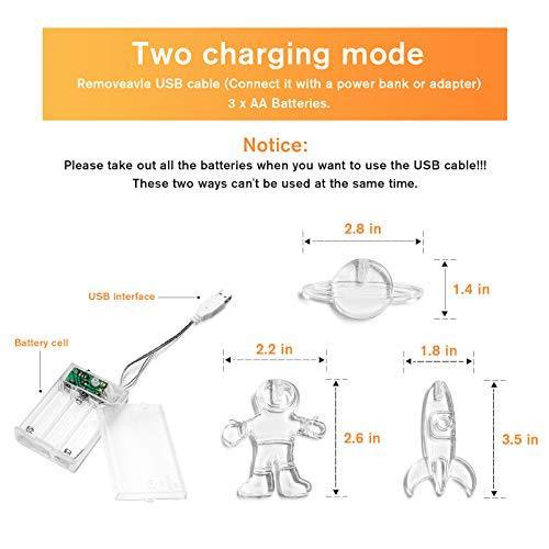 LED String Light Astronaut Spaceship for Kids Birthday Party and Room Decorations - Hibrides