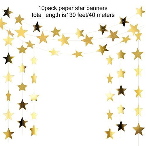 Glitter Star Paper Garland Banner Hanging Decoration for Graduation Wedding - Hibrides