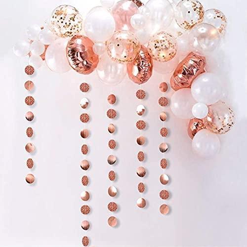 Glitter Rose Gold Circle Dots Garland Party Decorations for Wedding Birthday - Hibrides