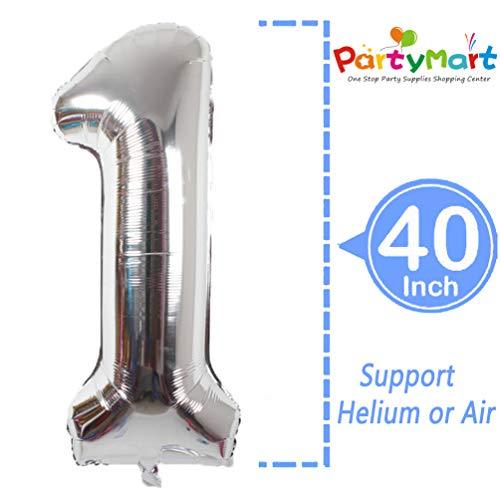 40 inch Giant Number Silver Foil Balloon for Birthday Party Anniversary - Hibrides