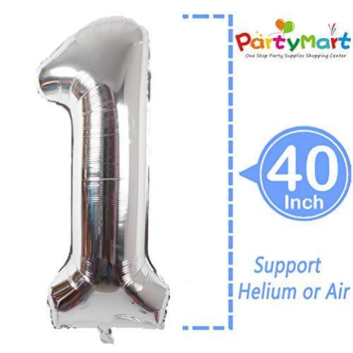 40 inch Giant Number Silver Foil Balloon for Birthday Party Anniversary - Hibrides