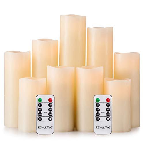 Set of 9 Flameless Candle with Remote Control for Wedding Centerpieces - Hibrides