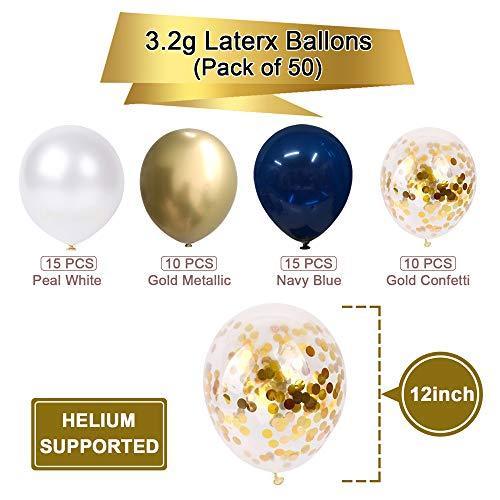 50 pcs Navy Blue and Gold Confetti Balloons Birthday Balloons for Graduation Birthday - Hibrides