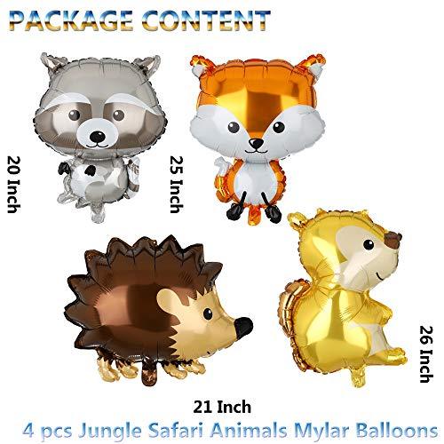 4 Pcs Giant Animal Mylar Balloons For Jungle Safari Animals Theme Birt 