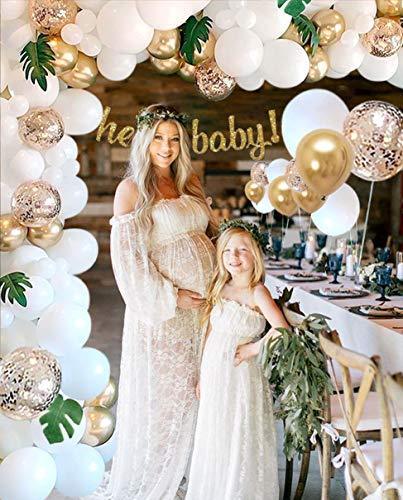 136PCS Gold and White Baby Shower Balloons for Baby Shower Wedding - Hibrides