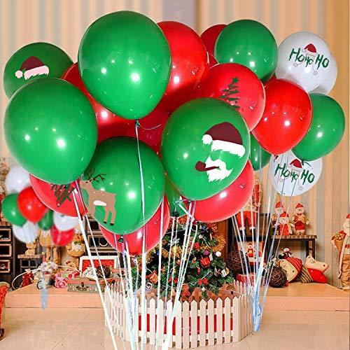50 Pieces Red and Green Christmas Latex Balloons for Christmas Party Decorations - Hibrides