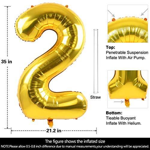 40 Inch Large Gold Number Balloon for Birthday Anniversary Party Celebration Decorations - Hibrides