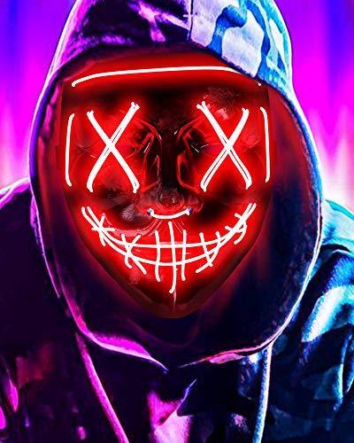 Scary Halloween Mask, LED Light up Mask Cosplay for Halloween Party Decorations - Hibrides