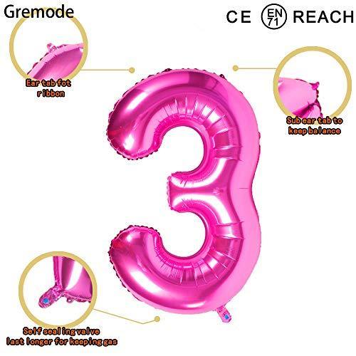 40 Inch Pink Jumbo Number Balloons for Birthday Foil Balloon Party Decorations - Hibrides
