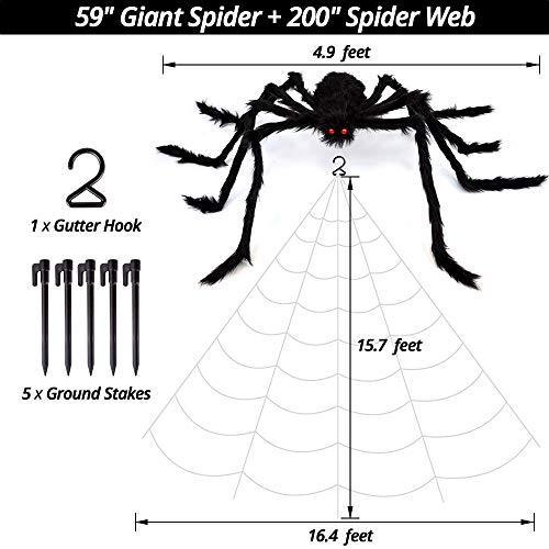 Giant Spider Fake Spider with Triangular Huge Spider Web for Halloween Decorations - Hibrides