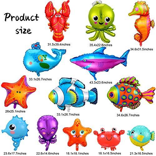 14 Pieces Sea Animal Balloons Under the Sea Balloons for Ocean Themed Party - Hibrides