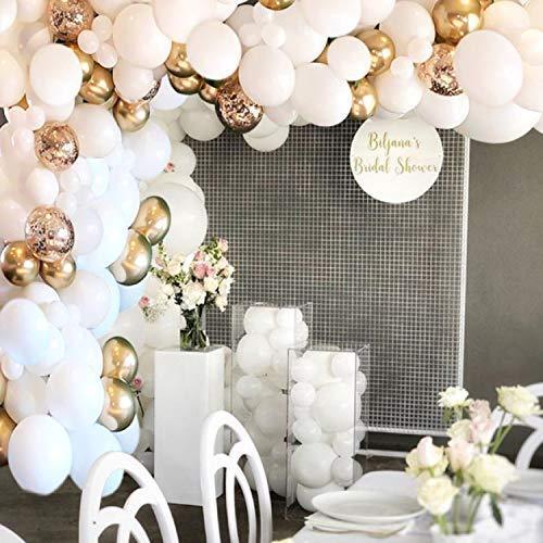 124 Pcs White and Gold Balloon Garland for Baby Shower Wedding Birthday Decorations - Hibrides