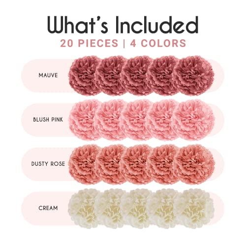 20pcs Paper Pom Poms Party Kit for Birthday Bridal Shower Party Decorations - Hibrides