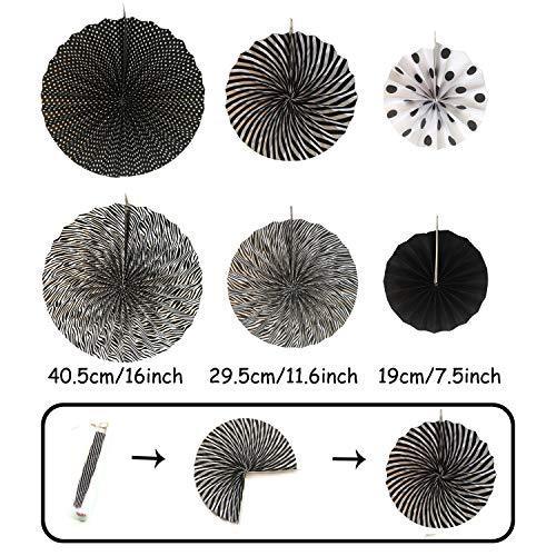 21Pcs Black and Gold Hanging Paper Pom Poms Flowers for Birthday Parties Wedding Décor - Hibrides