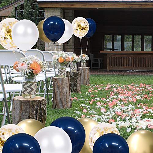 50 pcs Navy Blue and Gold Confetti Balloons Birthday Balloons for Graduation Birthday - Hibrides