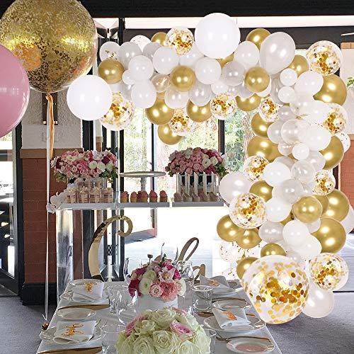 133Pcs White and Gold Balloon Arch for Weddings Bridal Shower Decorations - Hibrides