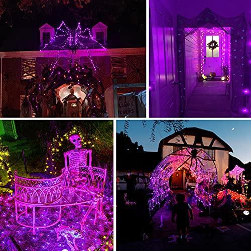 2 Pack Purple Halloween Lights LED Solar String Lights Outdoor Halloween Decorations - Hibrides