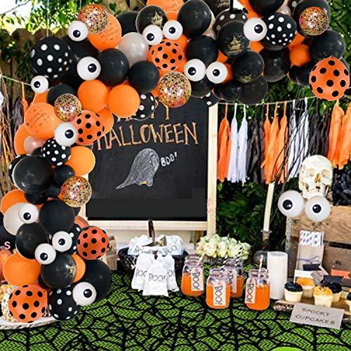 121pcs Halloween Balloon Arch Garland Kit with Black Orange Confetti Balloons - Hibrides