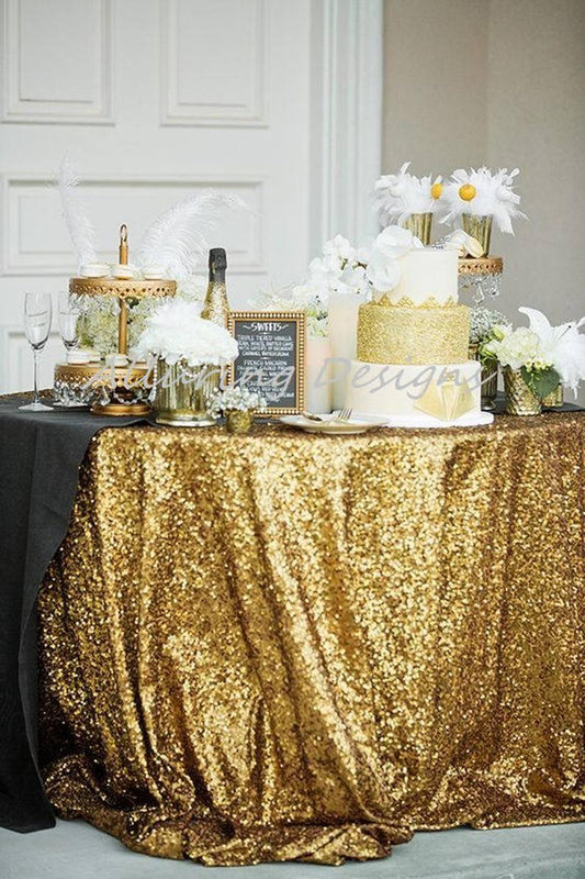 Sparkly Table Cloth for Wedding Party, Round Glitter Tablecloth - Hibrides