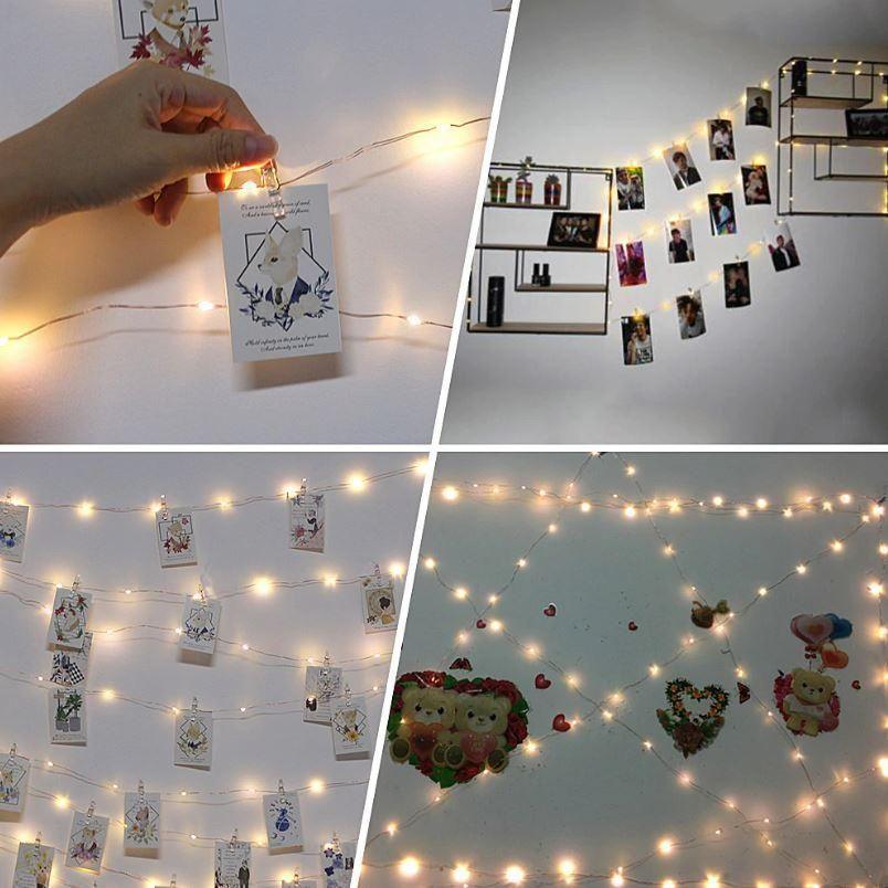 50 LEDs 50 Photo Clips String Light Battery Powered for Wedding Decor - Hibrides
