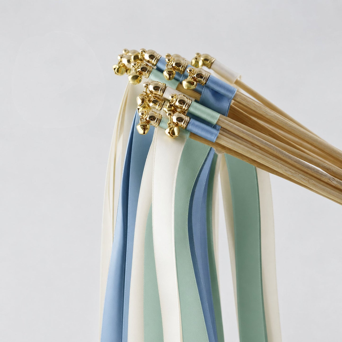 Handmade Coastal Mist Wedding Send-Off Wands - Off White, Seamist and Dusty Blue