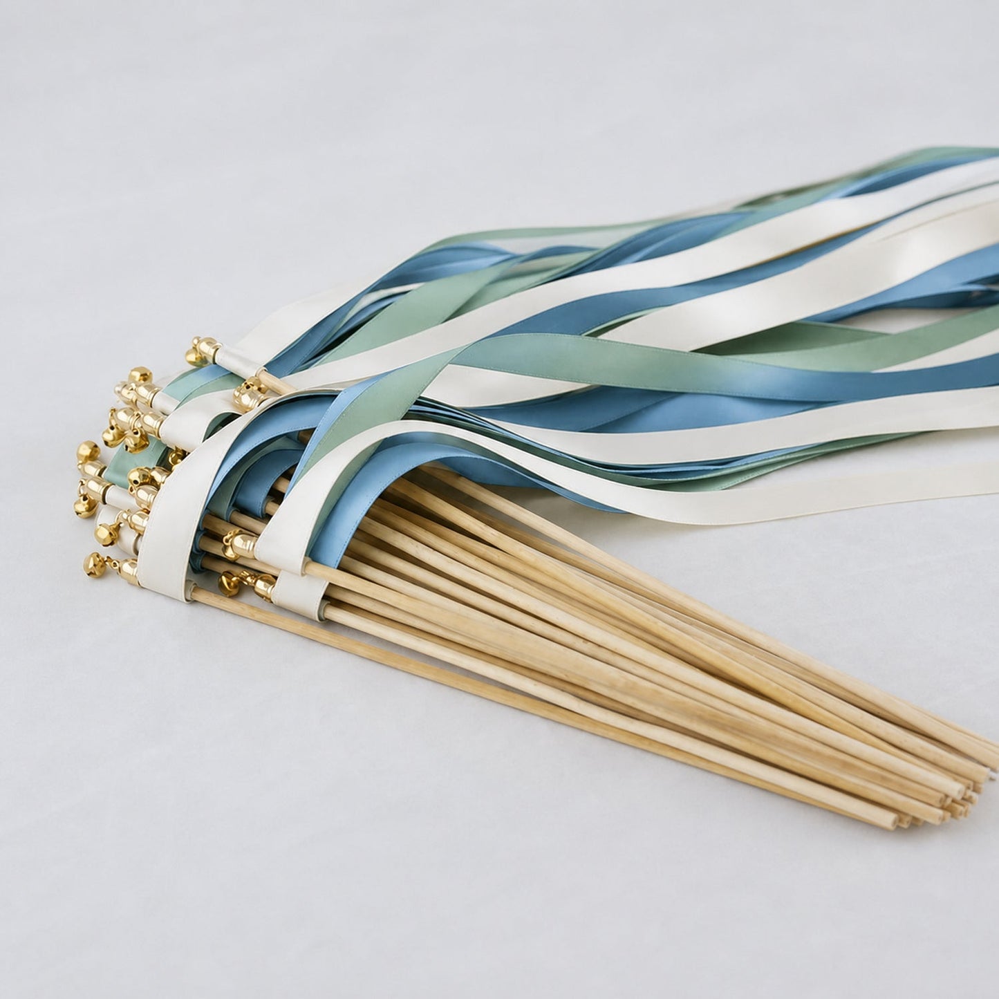 Handmade Coastal Mist Wedding Send-Off Wands - Off White, Seamist and Dusty Blue