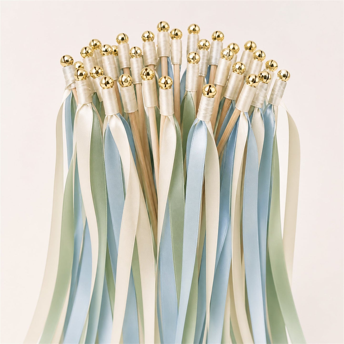 Handmade Coastal Mist Wedding Send-Off Wands - Off White, Seamist and Dusty Blue