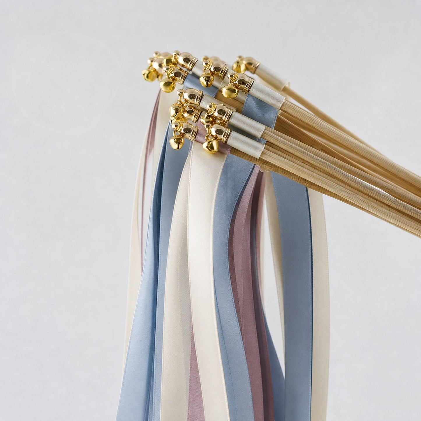 Handmade Ivory, Dusty Blue and Antique Mauve Ribbon Wands - Heirloom Blue and Mauve Wedding Send-Off