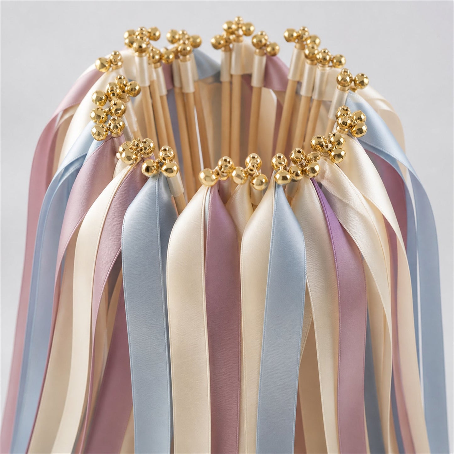 Handmade Ivory, Dusty Blue and Antique Mauve Ribbon Wands - Heirloom Blue and Mauve Wedding Send-Off