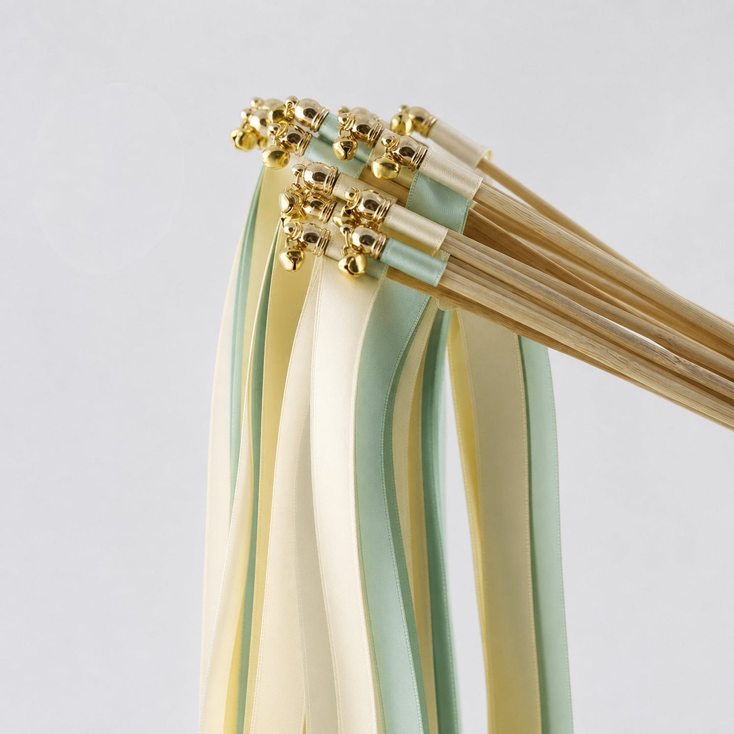 Handmade Sunny Meadow Wedding Send-Off Wands - Cream, Baby Maize and Seamist