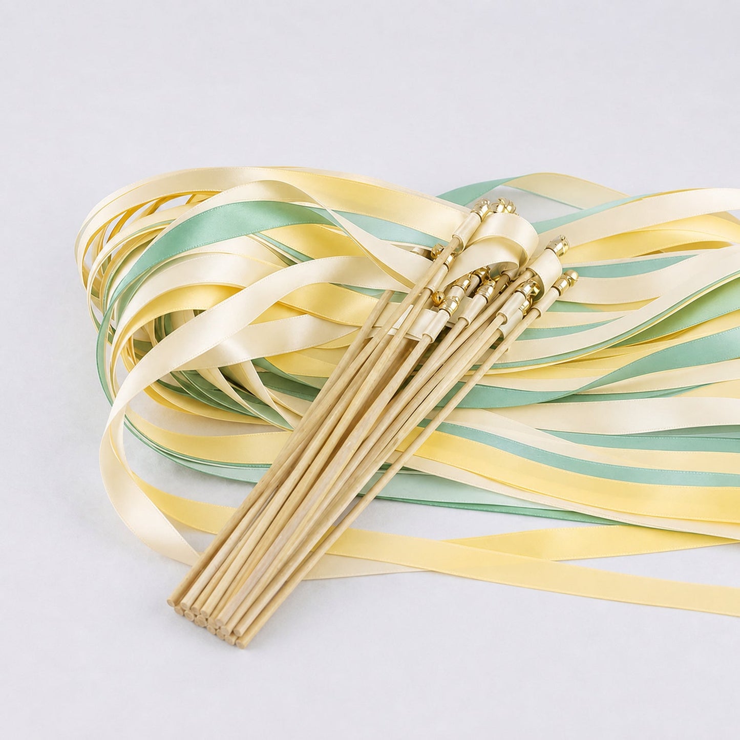 Handmade Sunny Meadow Wedding Send-Off Wands - Cream, Baby Maize and Seamist