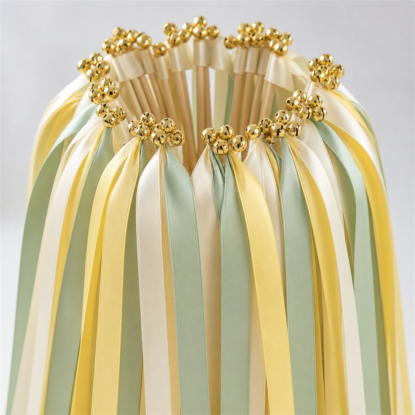 Handmade Sunny Meadow Wedding Send-Off Wands - Cream, Baby Maize and Seamist