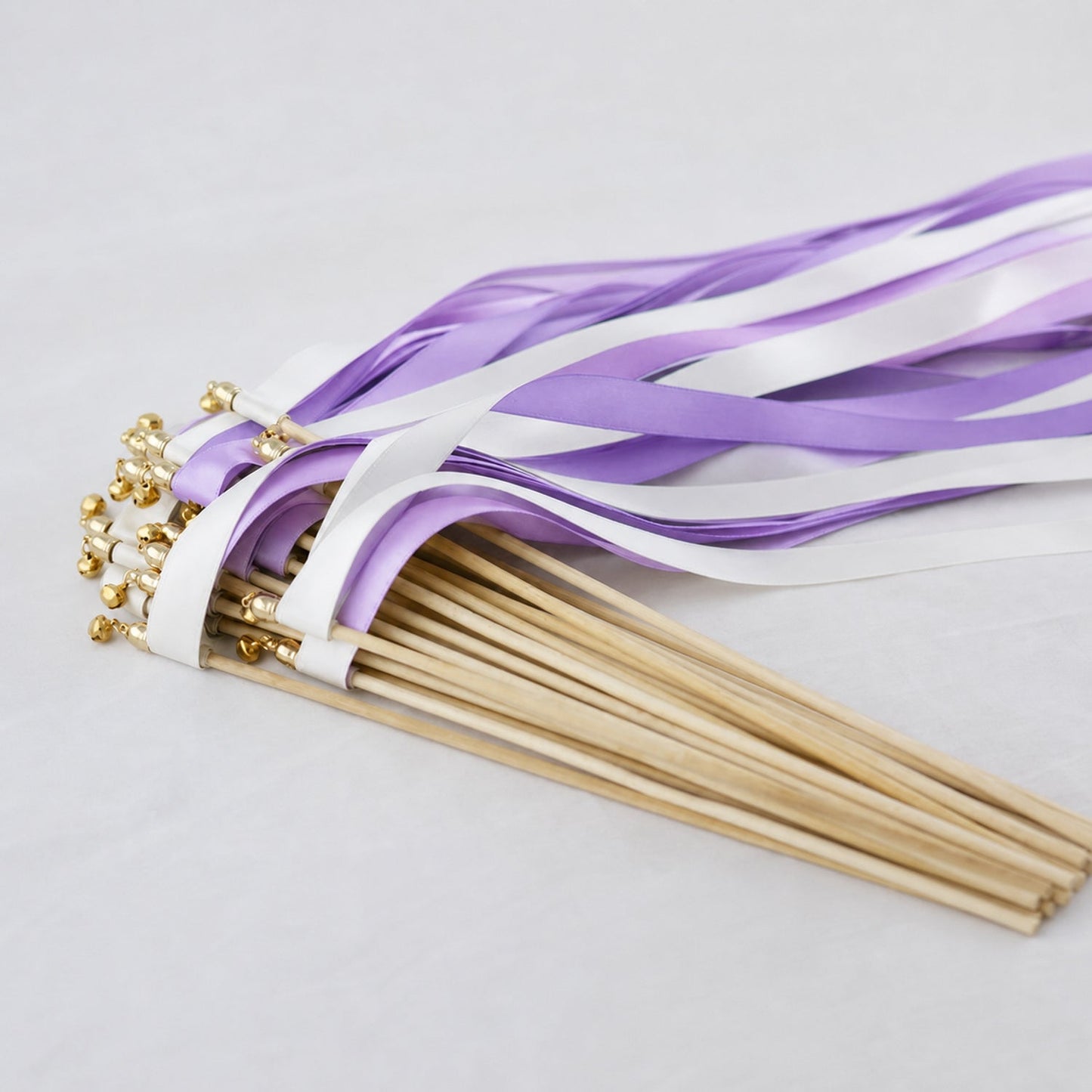 Handmade White, Lilac and Wisteria Ribbon Wands - Lavender Garden Wedding Send-Off