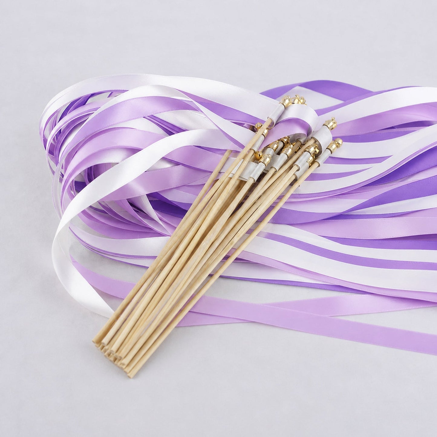 Handmade White, Lilac and Wisteria Ribbon Wands - Lavender Garden Wedding Send-Off