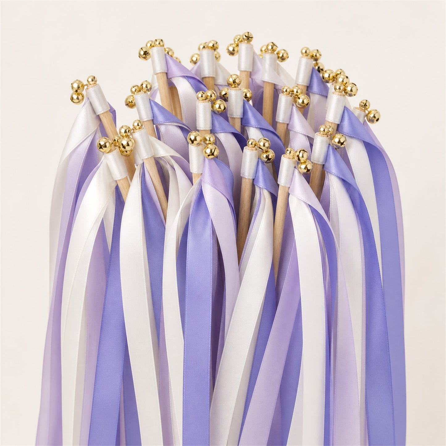 Handmade White, Lilac and Wisteria Ribbon Wands - Lavender Garden Wedding Send-Off
