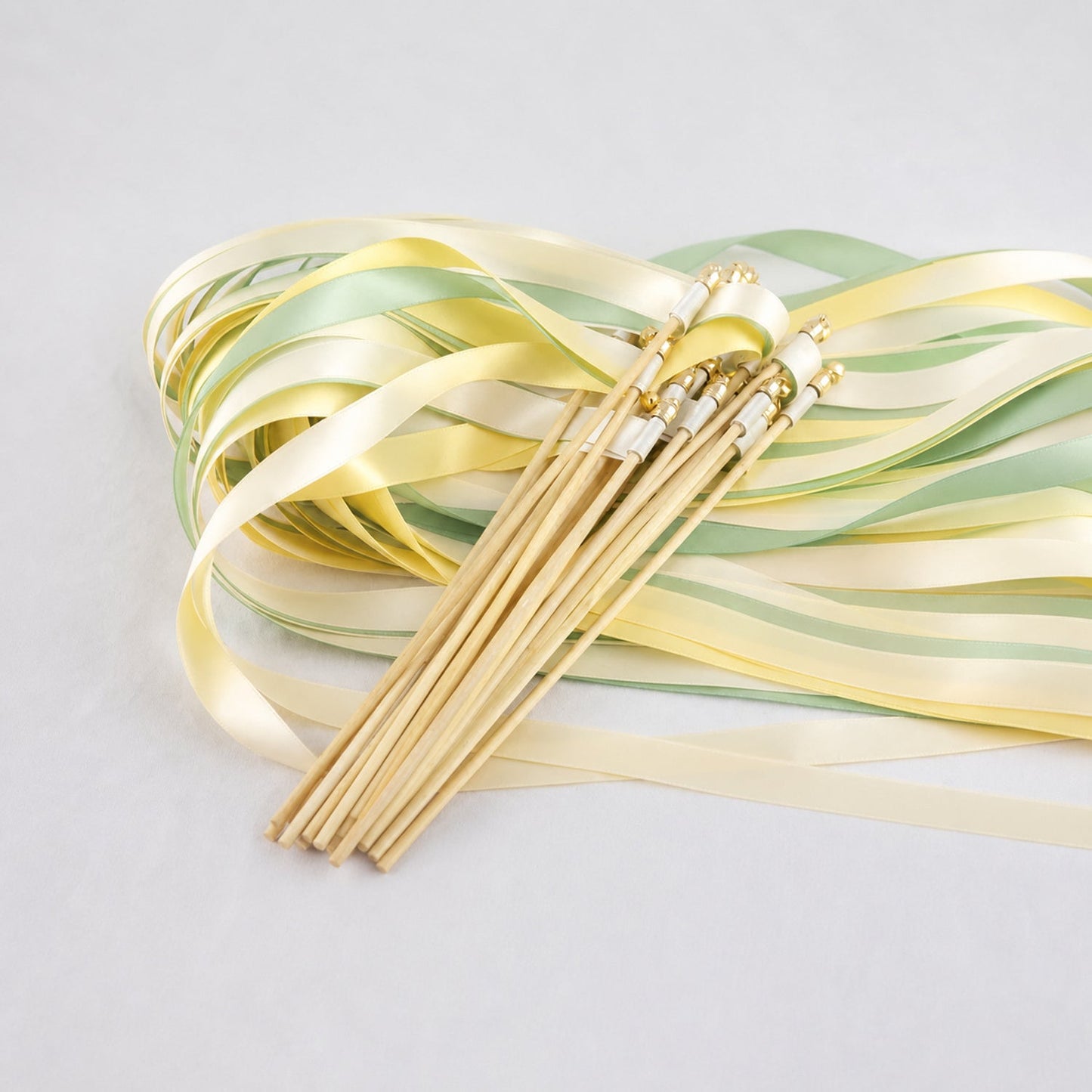 Handmade Fresh Spring Meadow Wedding Send-Off Wands - Ivory, Baby Maize and Seamist