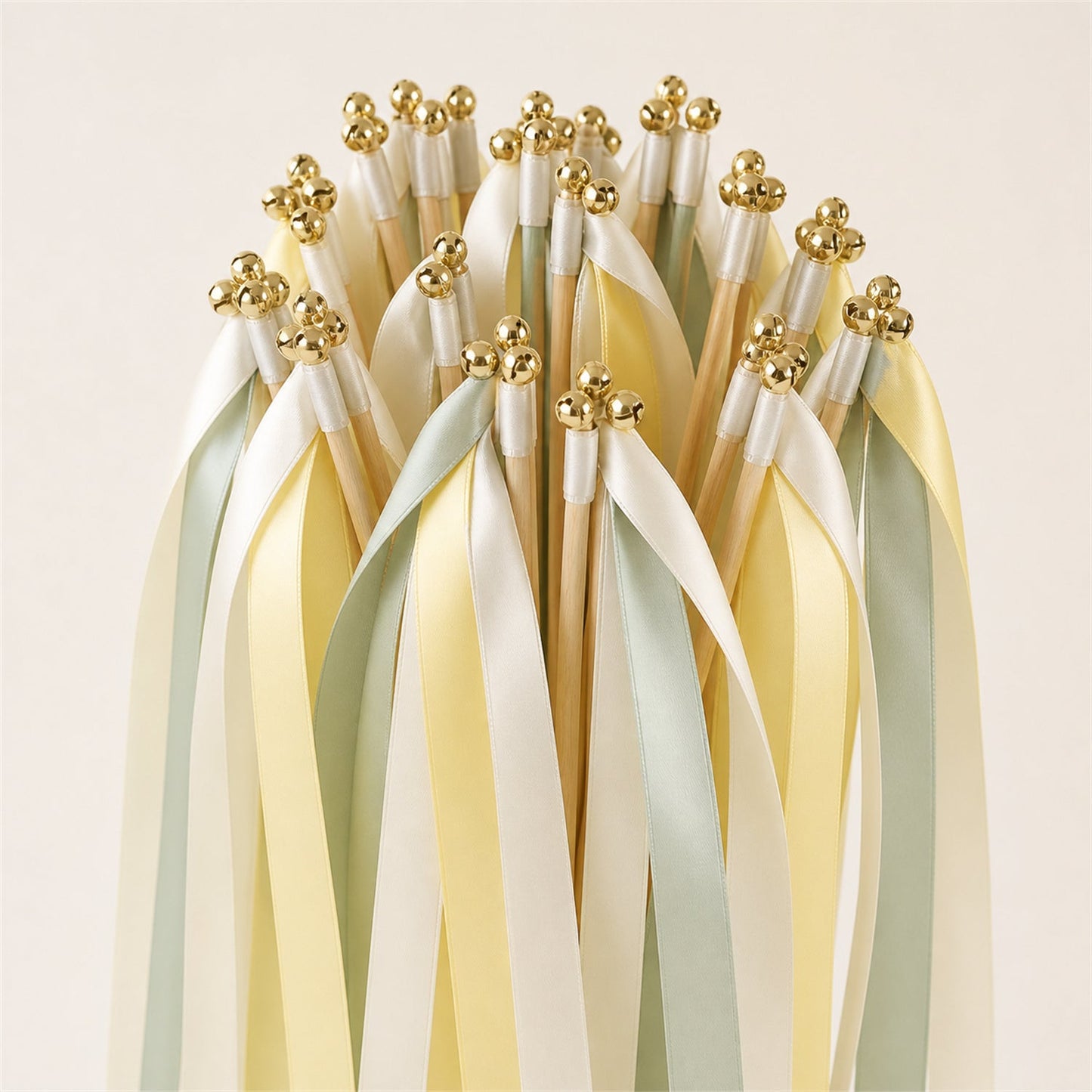 Handmade Fresh Spring Meadow Wedding Send-Off Wands - Ivory, Baby Maize and Seamist