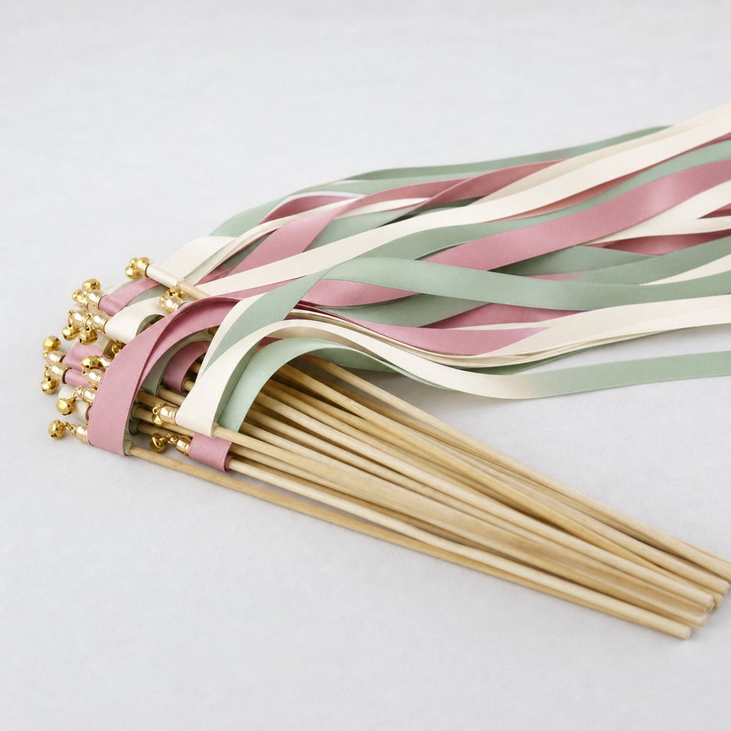 Handmade Jade Rose Wedding Send-Off Wands - Ivory, Jade and Rosy Mauve
