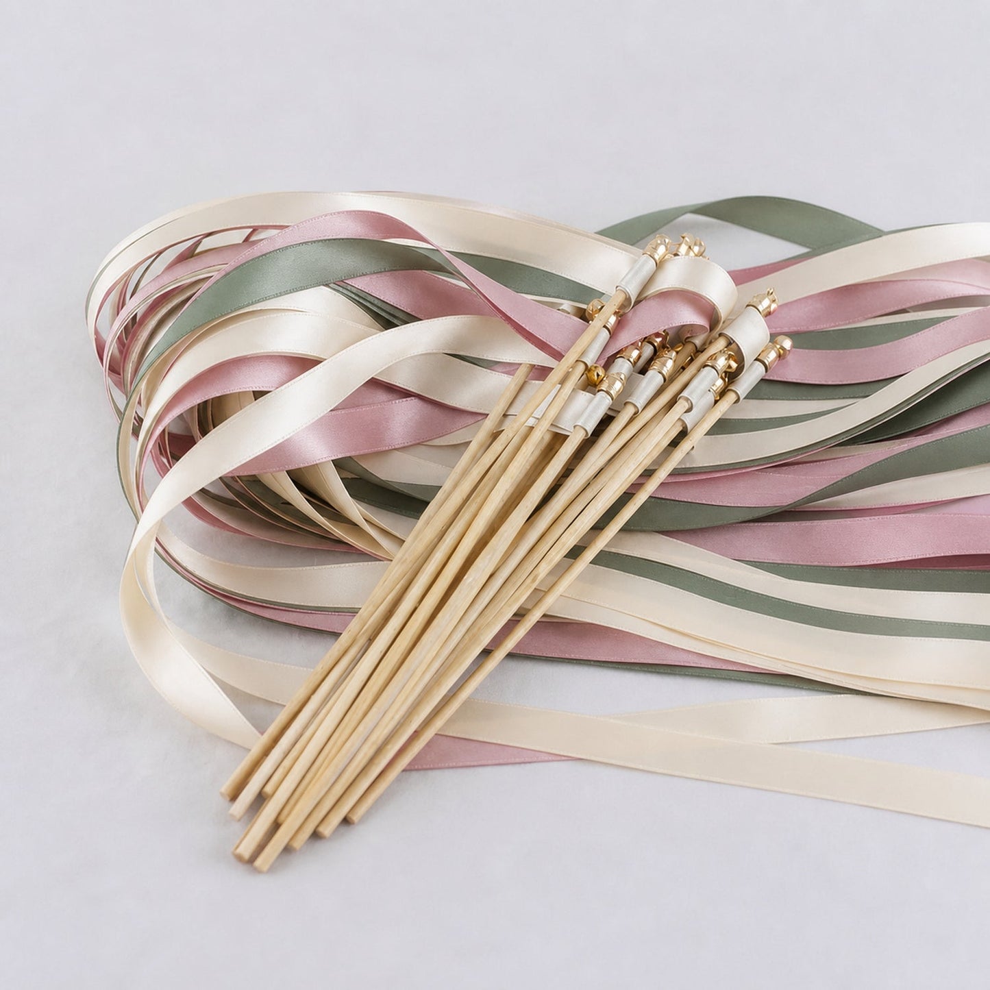 Handmade Jade Rose Wedding Send-Off Wands - Ivory, Jade and Rosy Mauve