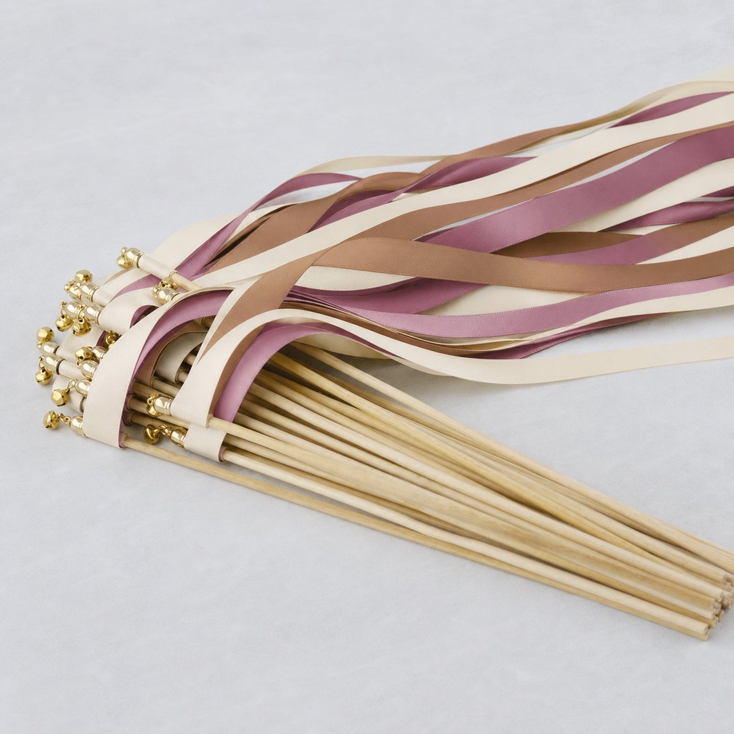 Handmade Cafe Mauve Wedding Send-Off Wands - Cream, Toffee and Antique Mauve