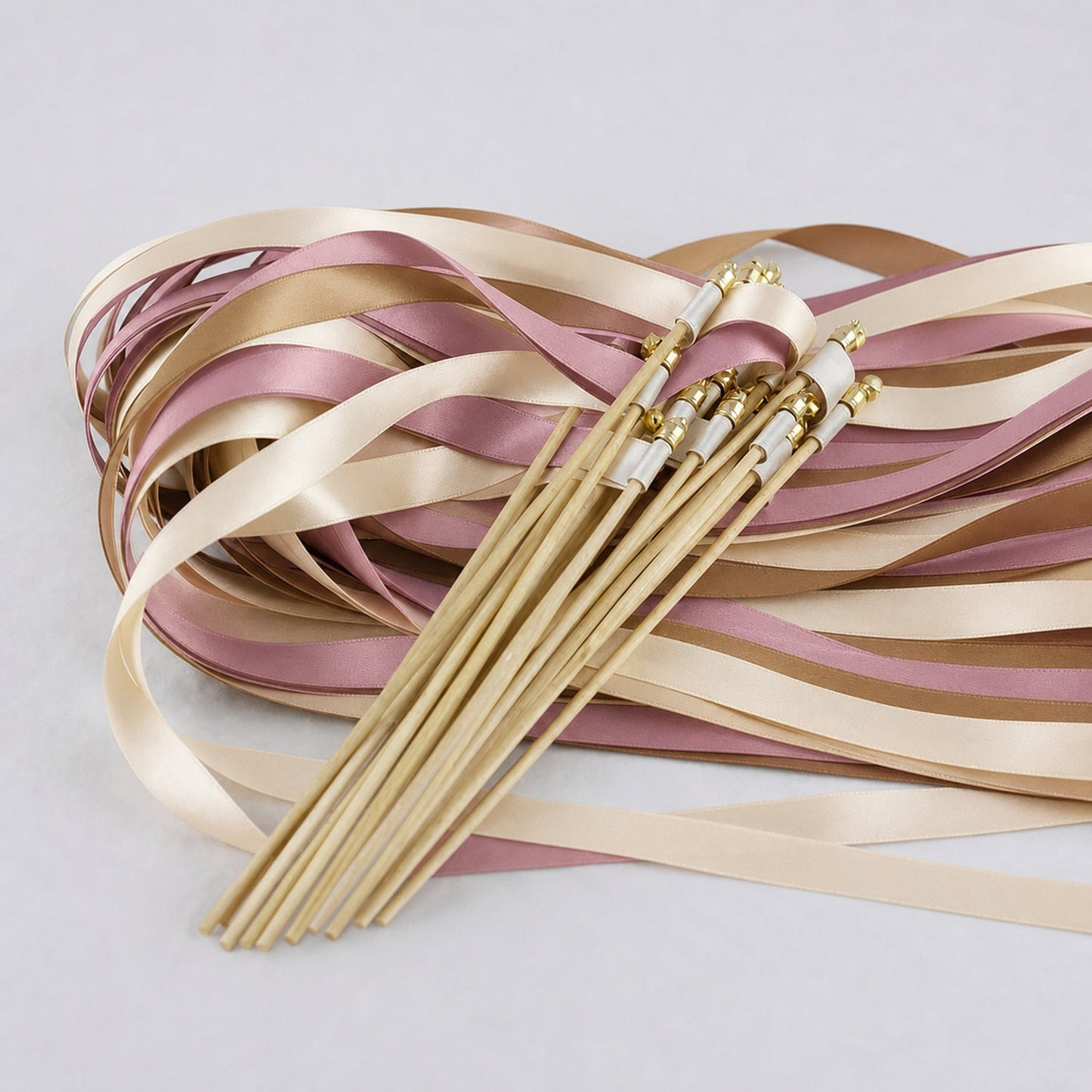 Handmade Cafe Mauve Wedding Send-Off Wands - Cream, Toffee and Antique Mauve