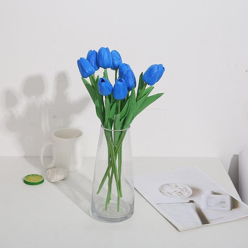 20pcs Artificial Tulip Silk Fake Flowers 13.5" for Mother's Day Easter Valentine’s Day Gifts Wedding Decorations - Hibrides