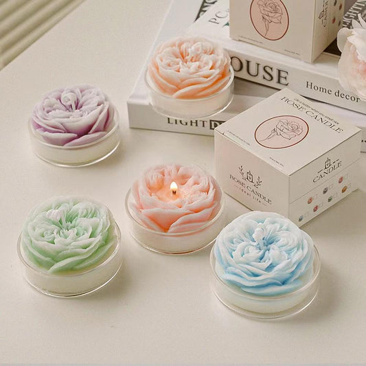 Set of 5 Rose Scented Candle,Handmade Aroma Soy Wax Decorative Candle for Valentine's Day - Hibrides