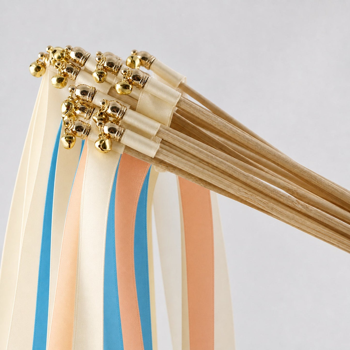 Handmade Mediterranean Wedding Send-Off Wands - Cream, Ocean Blue and Light Peach