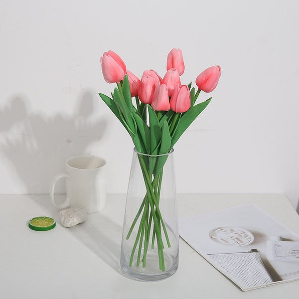 20pcs Artificial Tulip Silk Fake Flowers 13.5" for Mother's Day Easter Valentine’s Day Gifts Wedding Decorations - Hibrides