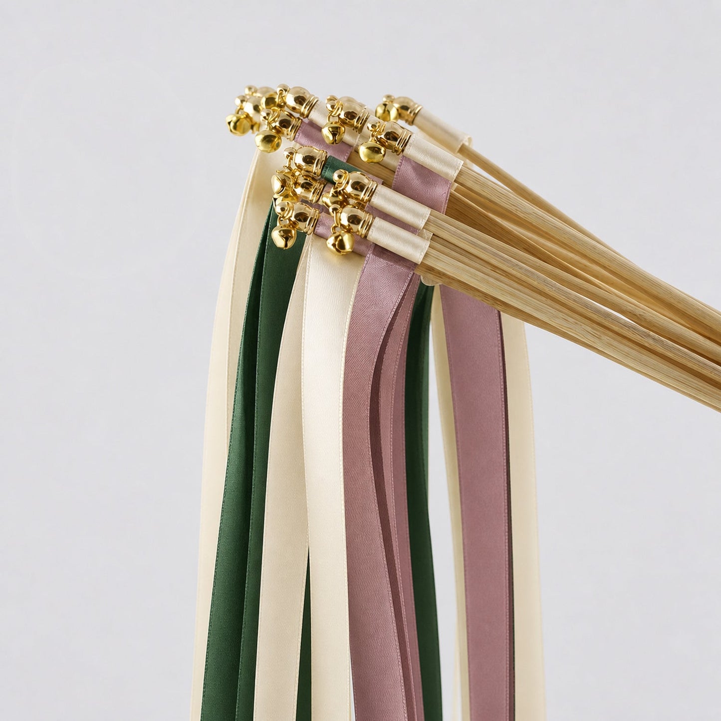 Handmade Cream, Hunter and Rosy Mauve Ribbon Wands