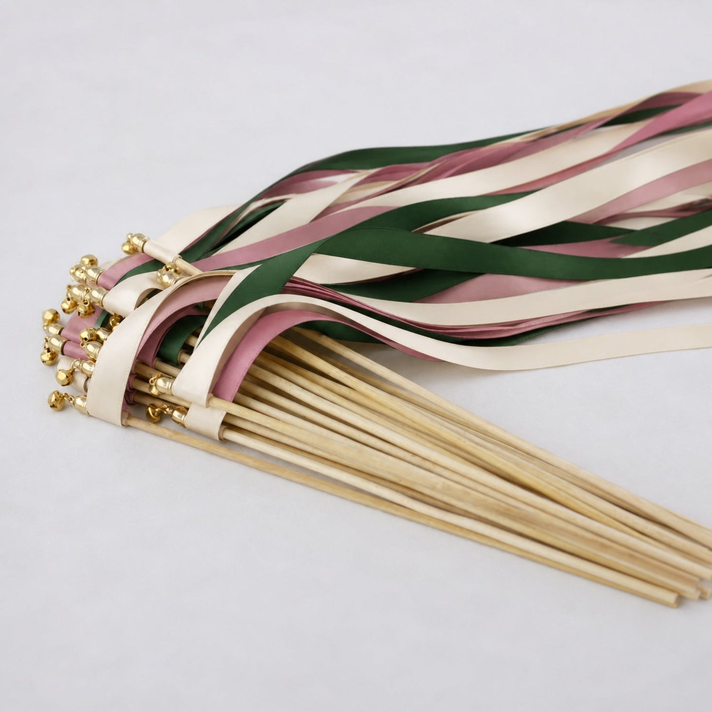 Handmade Cream, Hunter and Rosy Mauve Ribbon Wands